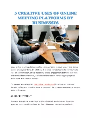 5 creative uses of online meeting platforms