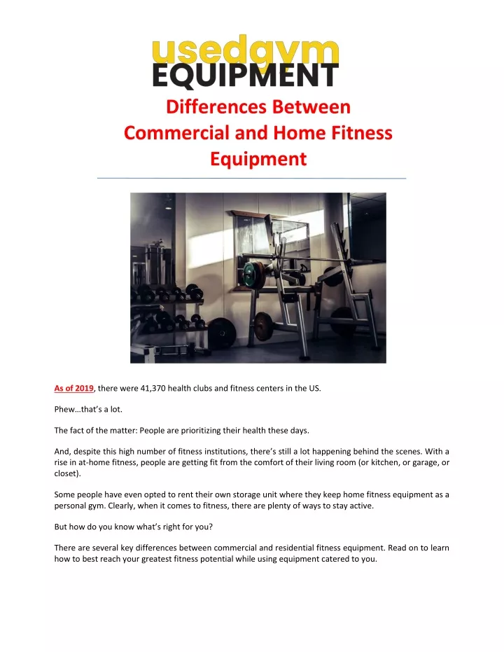 differences between commercial and home fitness