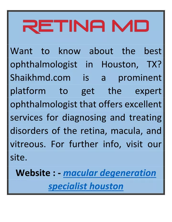 want to know about the best ophthalmologist