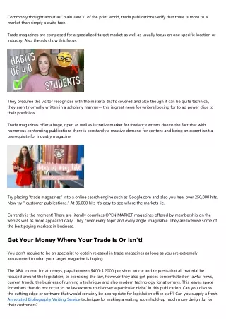 Trade Writing - for  Cash money! in 21st Century