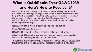 What is QuickBooks Error QBWC 1039 and Here’s How to Resolve it?