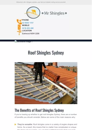 Roof shingles Sydney