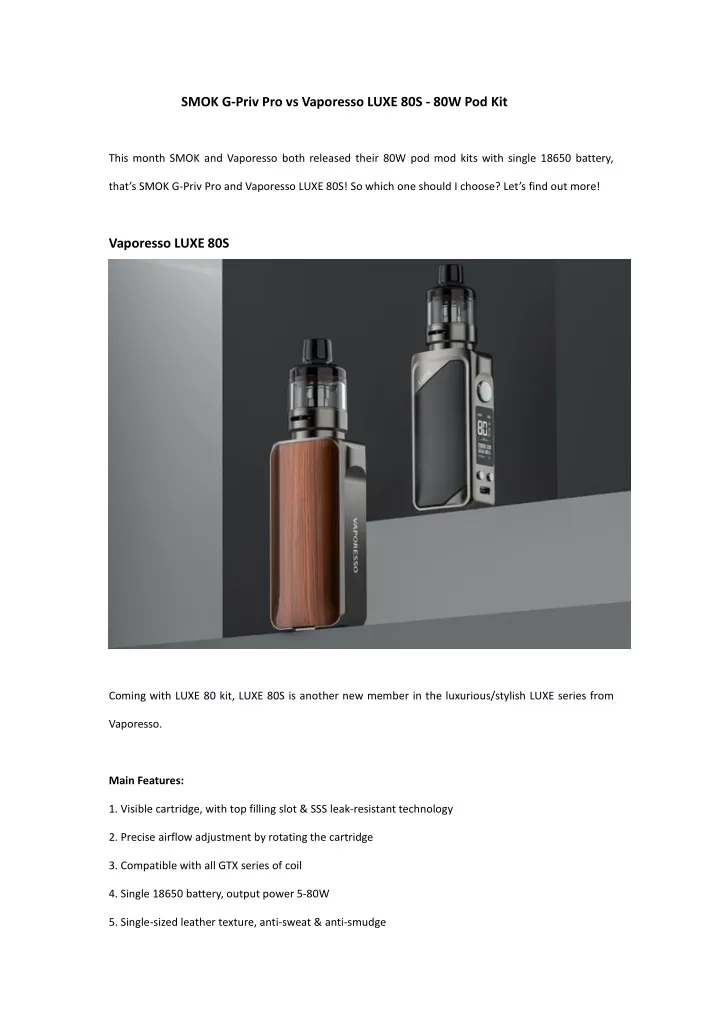 smok g priv pro vs vaporesso luxe 80s 80w pod kit