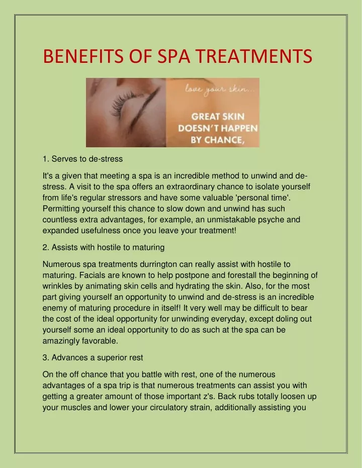 benefits of spa treatments