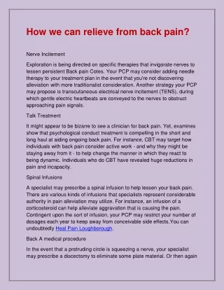 how we can relieve from back pain