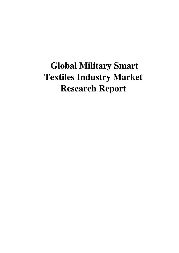 global military smart textiles industry market