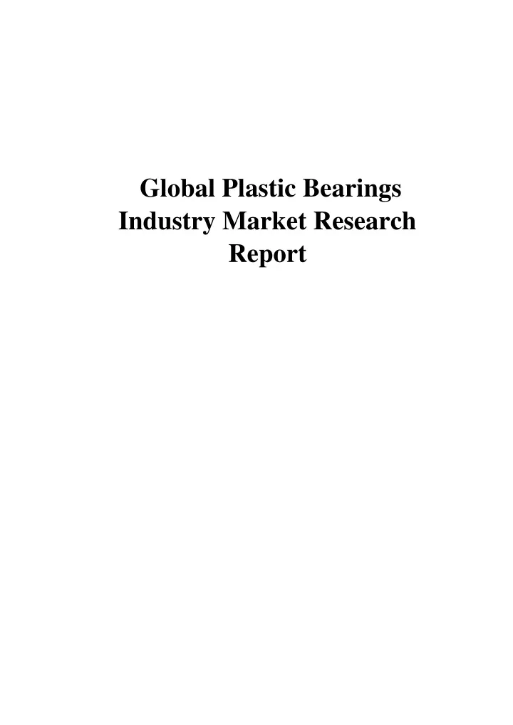 global plastic bearings industry market research