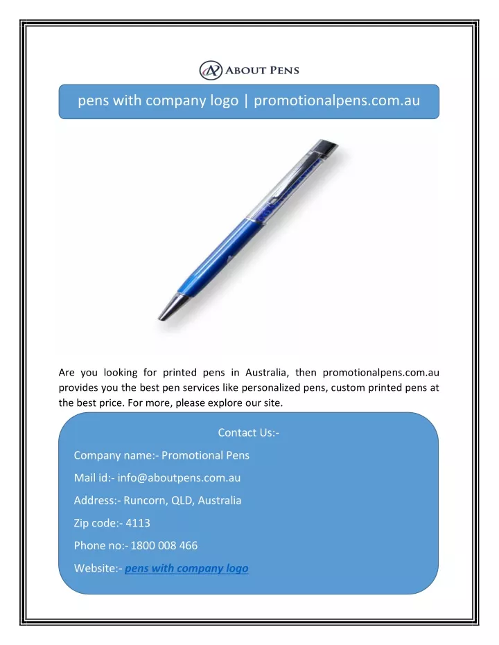 pens with company logo promotionalpens com au