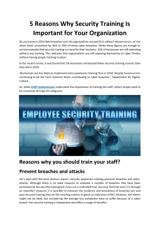 Why Security Training Is Important for Your Organization