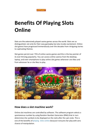 benefits of playing slots online