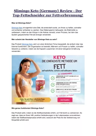 Slimingo Keto {Germany}