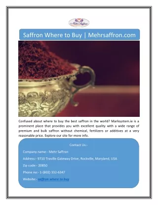 Saffron Where to Buy | Mehrsaffron.com