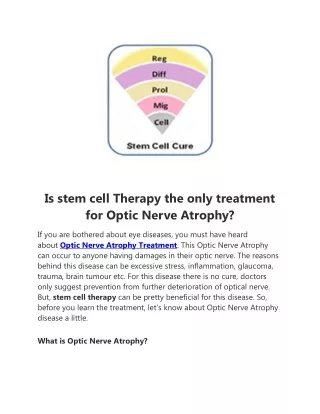 Is stem cell Therapy the only treatment for Optic Nerve