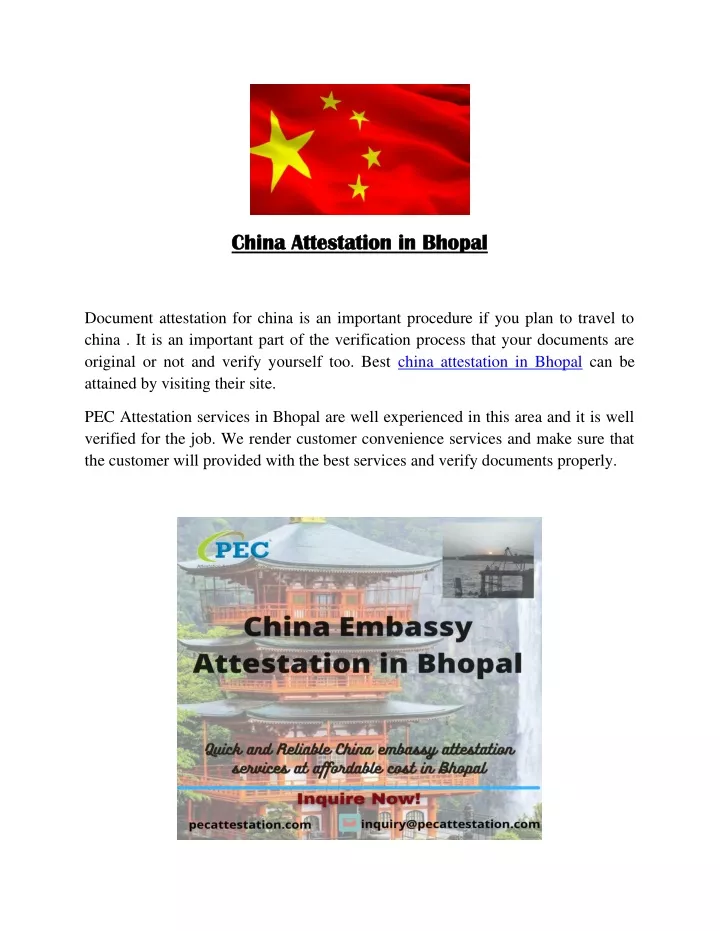 china attestation in bhopal china attestation