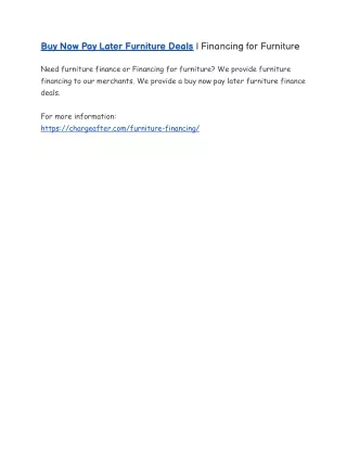 Buy Now Pay Later Furniture Deals | Financing for Furniture