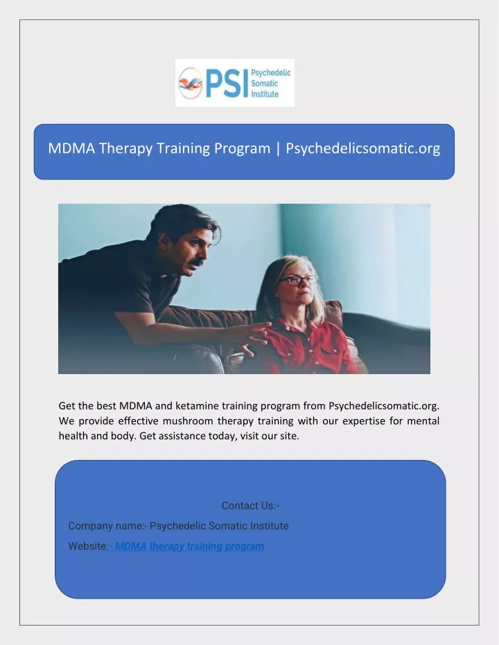 mdma therapy training program psychedelicsomatic