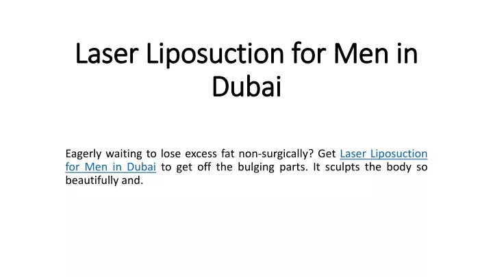 laser liposuction for men in dubai