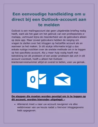 Een eenvoudige handleiding om u direct bij een Outlook-account aan te melden