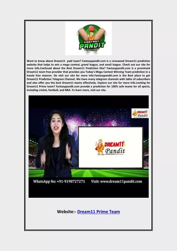 want to know about dream11 paid team