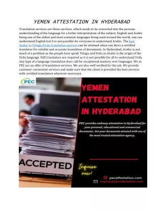 Yemen attestation in Hyderabad