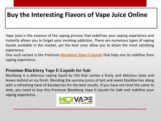 Buy the Interesting Flavors of Vape Juice Online
