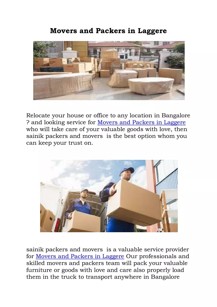 movers and packers in laggere