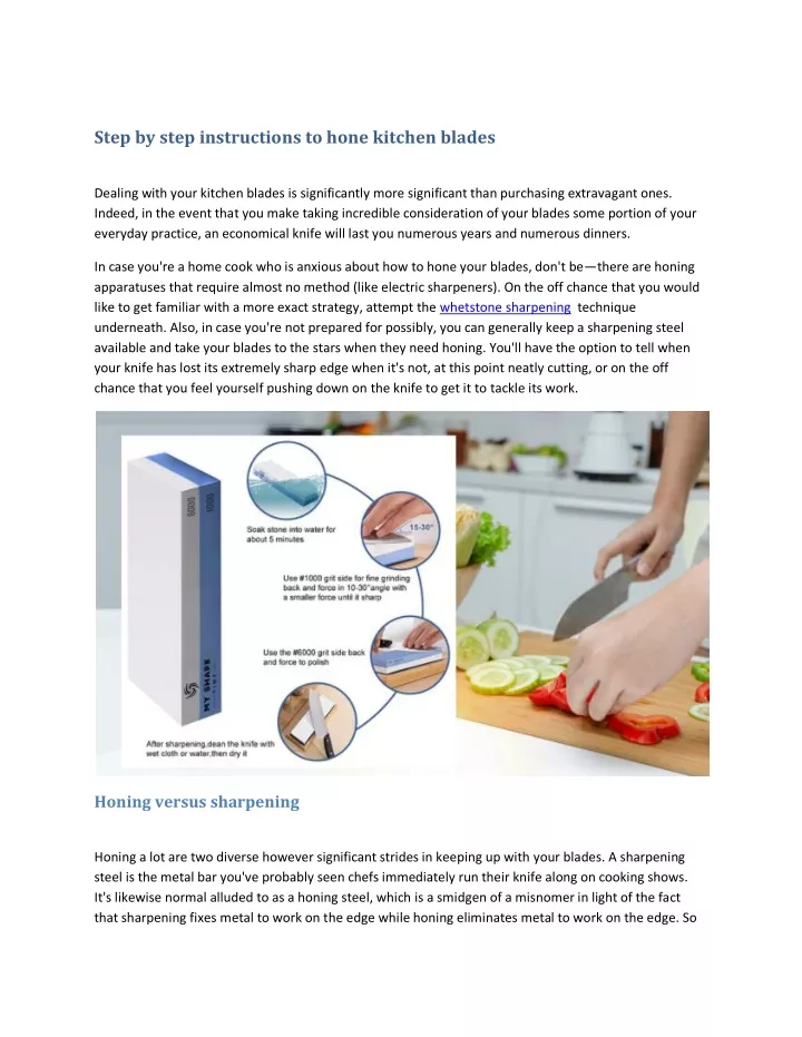 step by step instructions to hone kitchen blades
