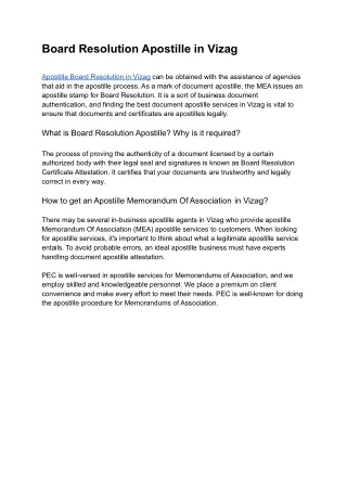 board resolution apostille in vizag