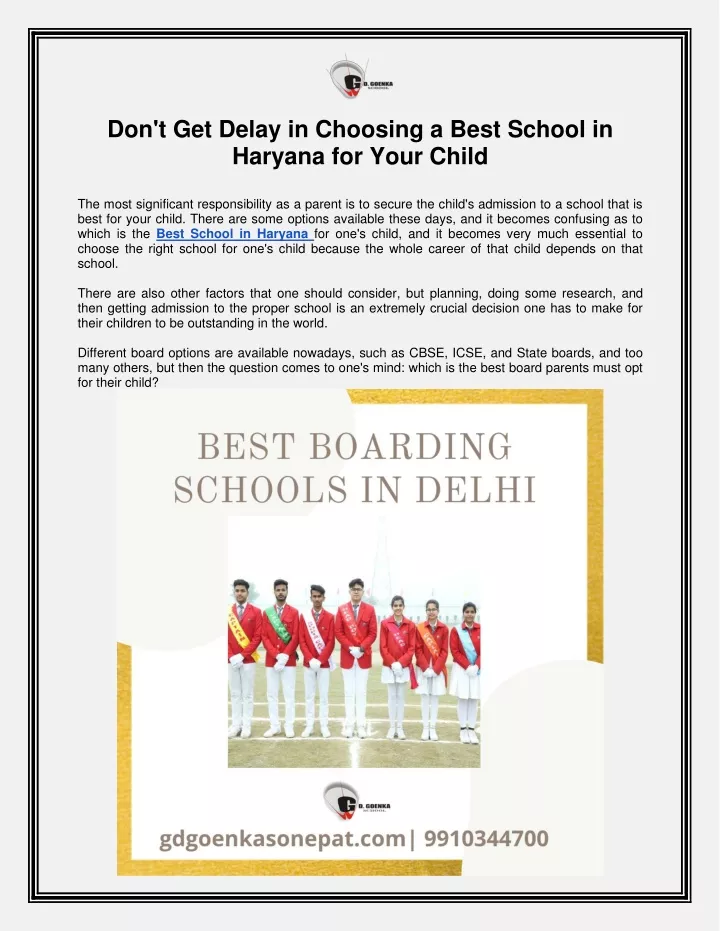 don t get delay in choosing a best school