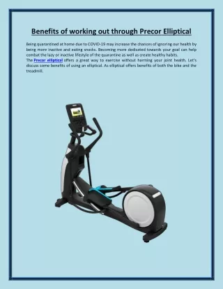 Benefits of working out through Precor Elliptical