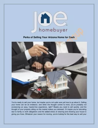Perks of Selling Your Arizona Home for Cash