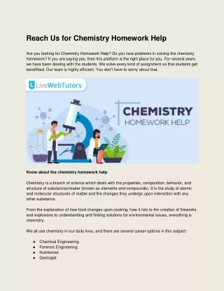Reach Us for Chemistry Homework Help