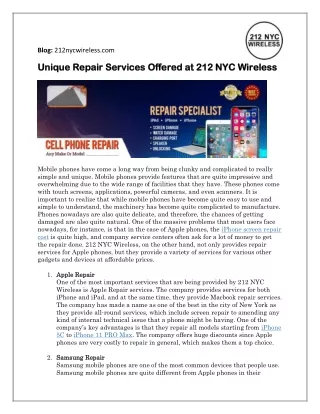 Unique Repair Services Offered At 212 NYC Wireless