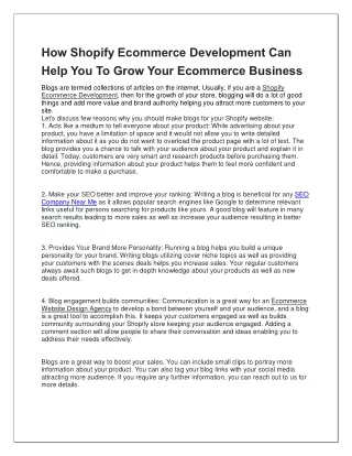 how shopify ecommerce development can help