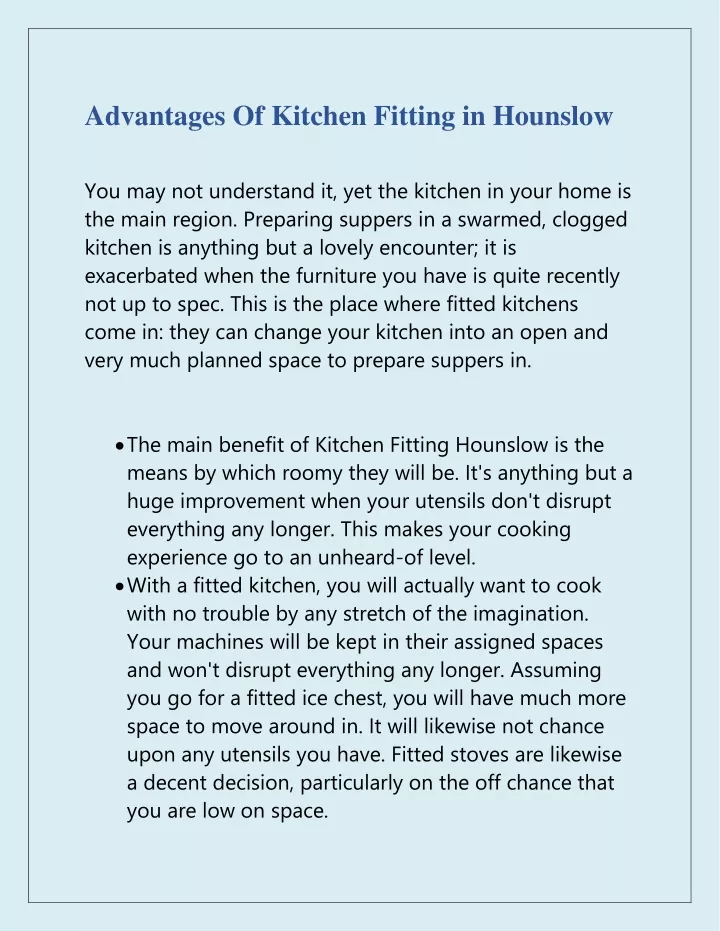 advantages of kitchen fitting in hounslow