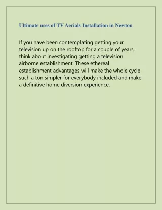 ultimate uses of tv aerials installation in newton