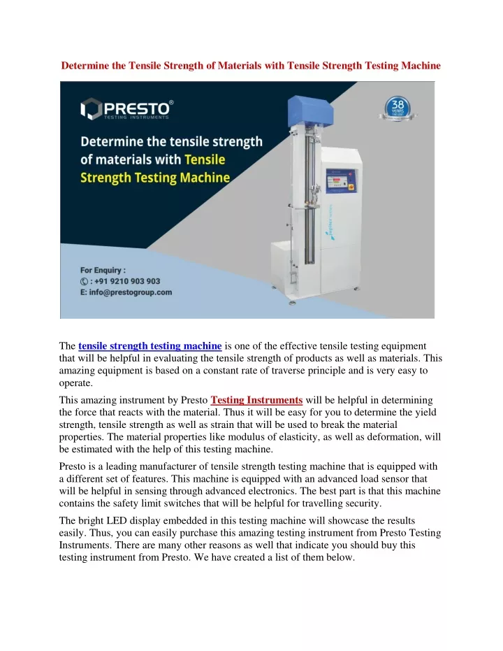 determine the tensile strength of materials with