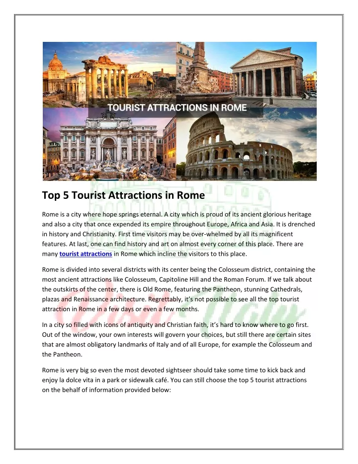 top 5 tourist attractions in rome