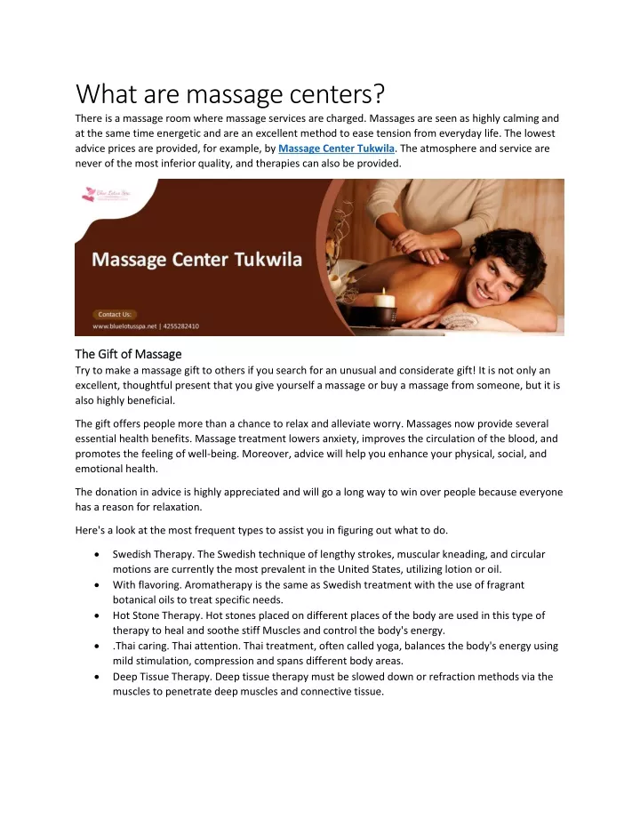 Ppt Massage Center Tukwila Powerpoint Presentation Free Download Id 10631833