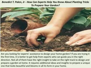 benedict t palen jr how can experts help you know about planting tricks to prepare your garden