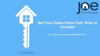 Sell Your Dallas Home Fast: What to Consider