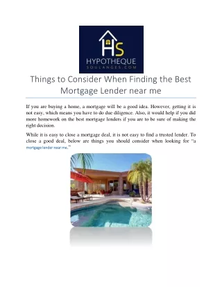 things to consider when finding the best mortgage