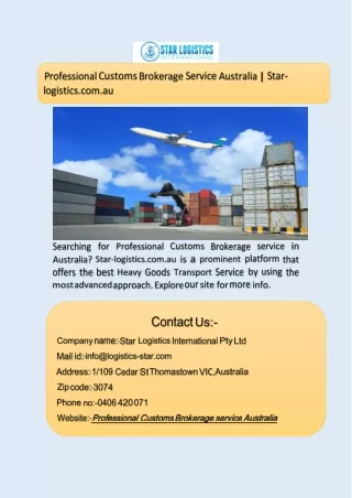 Professional Customs Brokerage Service Australia  Star-logistics.com.au
