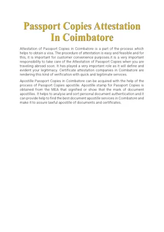 attestation of passport copies in coimbatore