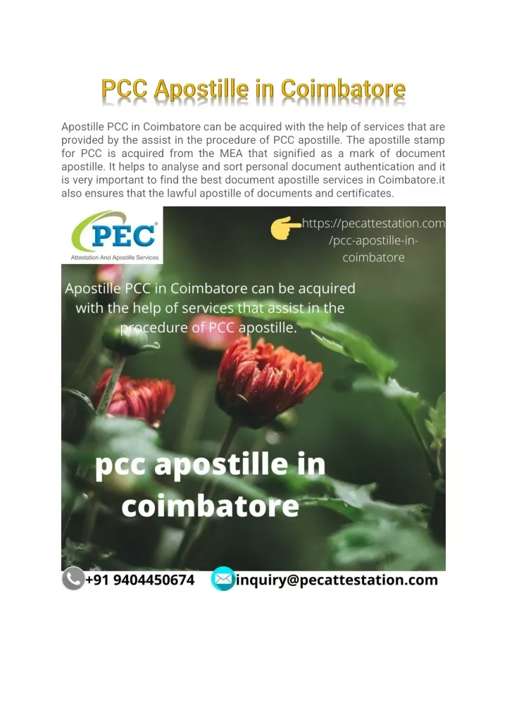 apostille pcc in coimbatore can be acquired with