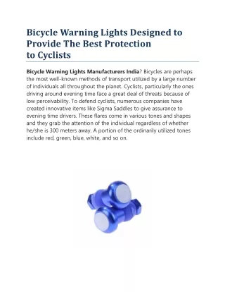 Bicycle Warning Lights Designed to Provide The Best Protection to Cyclists