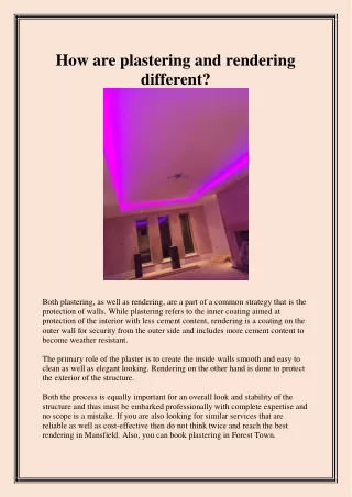 how are plastering and rendering different