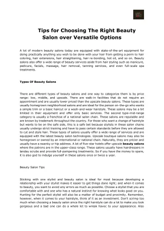 Tips for Choosing The Right Beauty Salon over Versatile Options