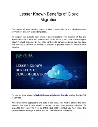 Lesser Known Benefits of Cloud Migration