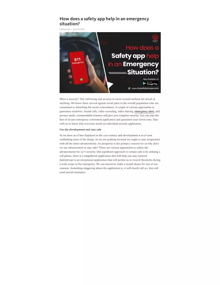 how does a safety app help in an emergency